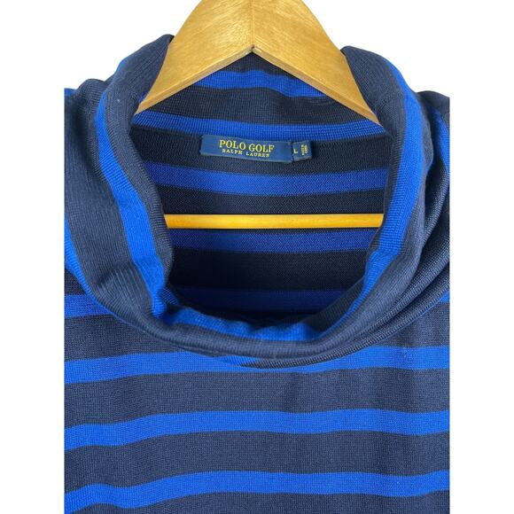 Ralph Lauren Polo Golf Blue Stripes Long Sleeve Cowl Neck Sweater Size Large - Picture 3 of 9